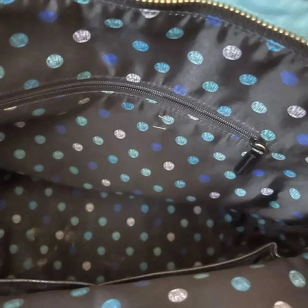 Vera Bradley blue Havana Rose Medium poly toted with black trim